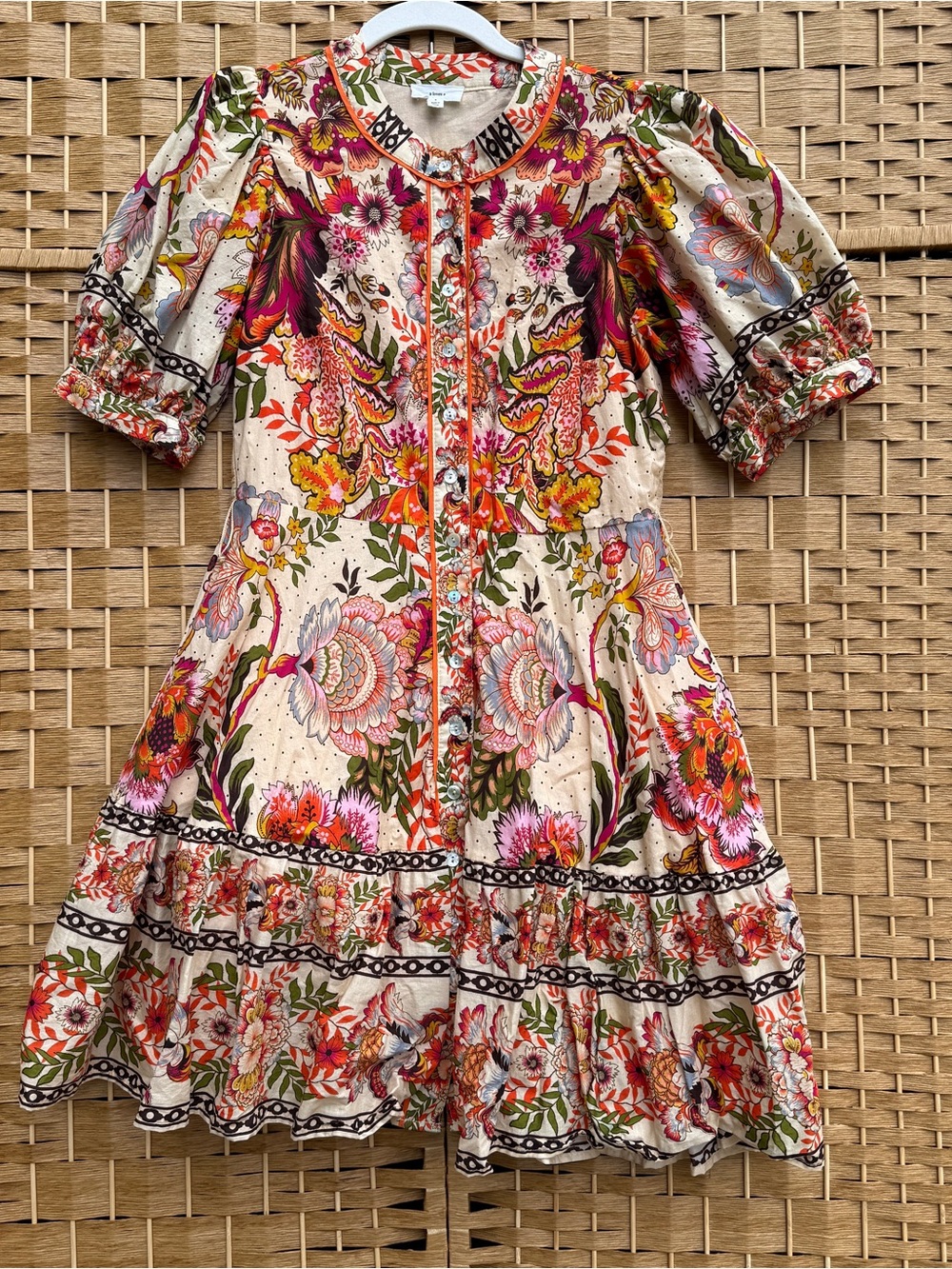 A Loves A Floral Bubble Sleeve Button Front Mini Dress Women’s Size Small